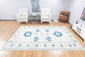 Hand-Knotted Luxury Area Rug – Blue & Ivory Geometric Design