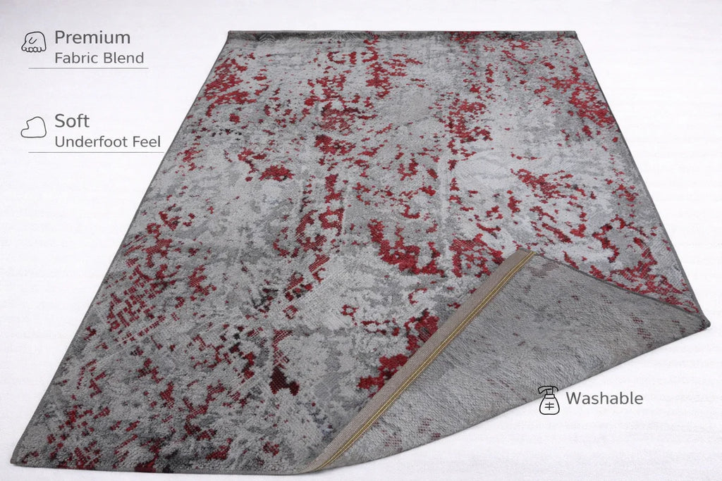 Tio Grey Red Modern Rug