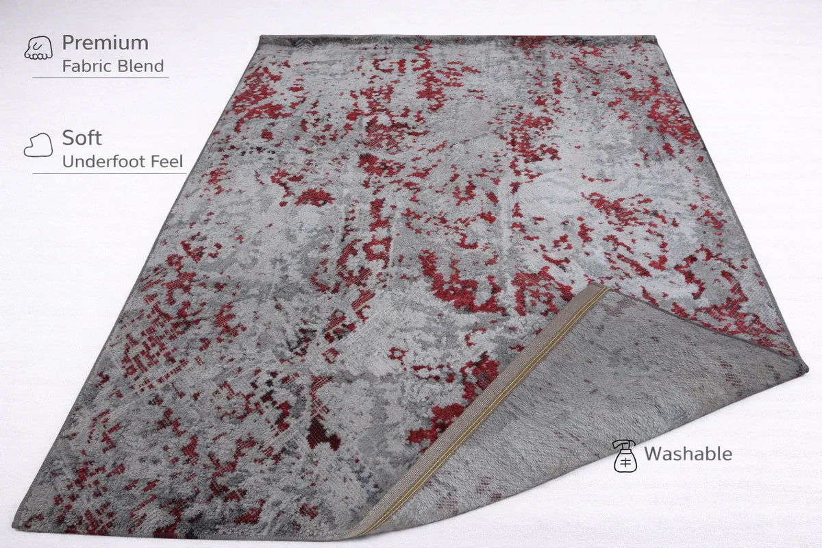 Tio Grey Red Modern Rug