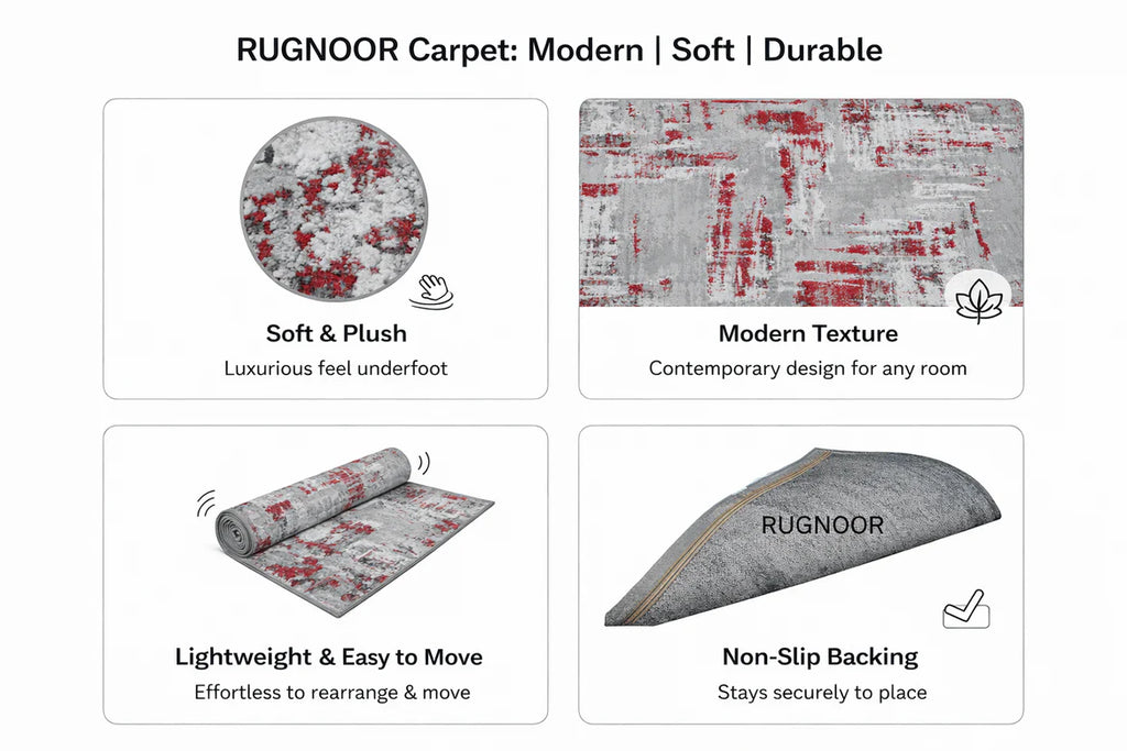 Red Grey Modern Rug