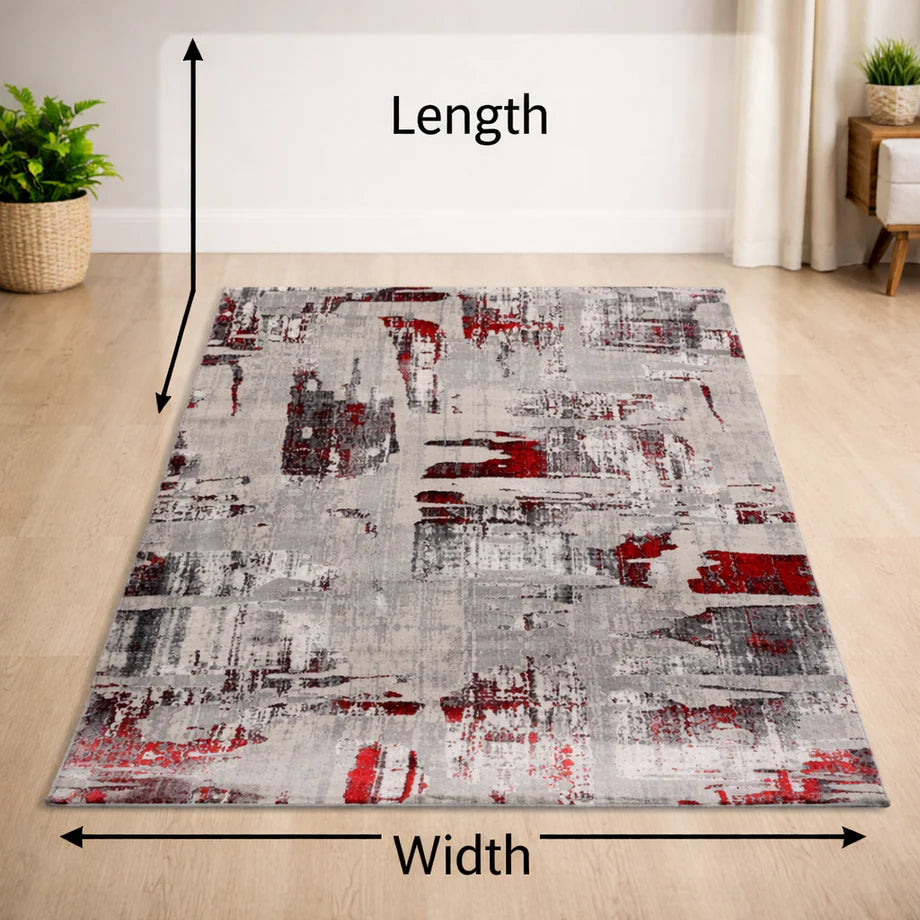 Red Grey Modern Rug