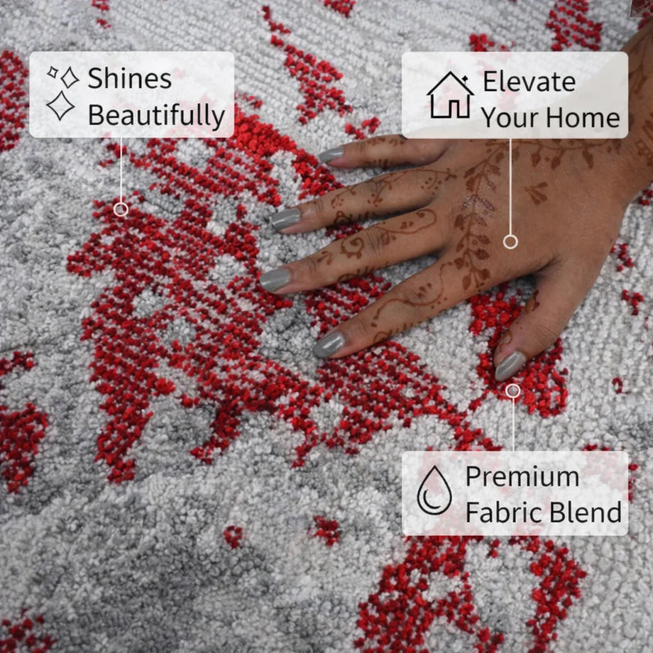 Red Grey Modern Rug