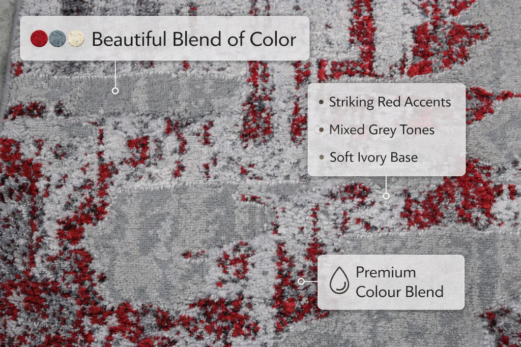 Red Grey Modern Rug