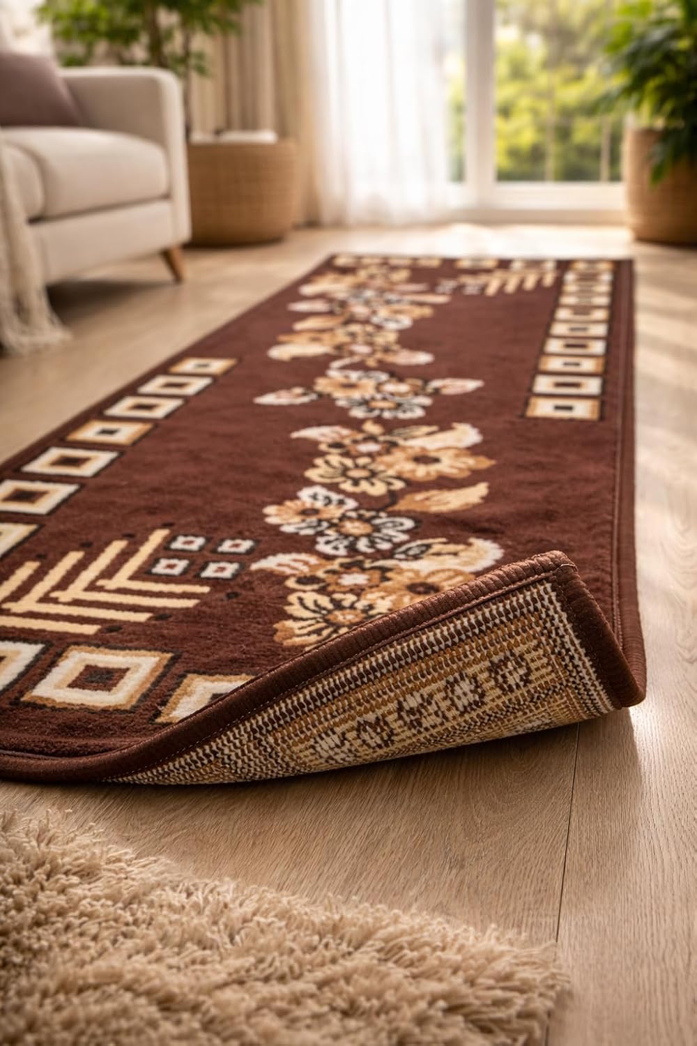 Premium & Elegant Floral Runner Carpet|1.5 x 5 feet (45 x 150 cm) – Ideal for Narrow Spaces