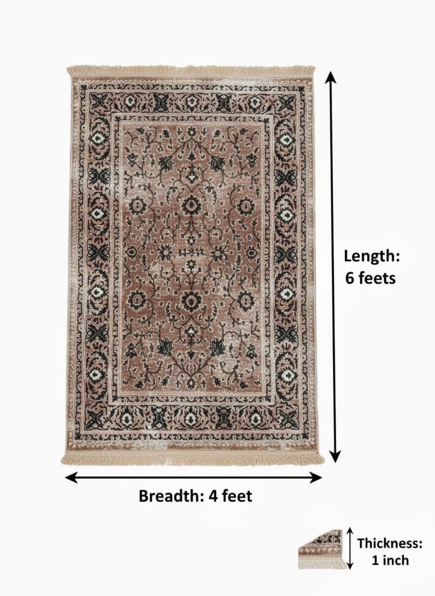 Kashmiri Silk Carpet – Traditional Look, Silk-Touch Persian Style Collection Premium Export-Quality Rug for Living Room or Hall