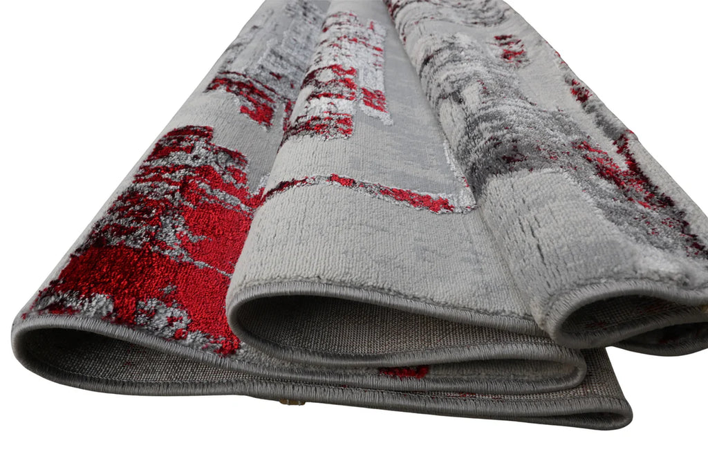 Red Grey Modern Rug